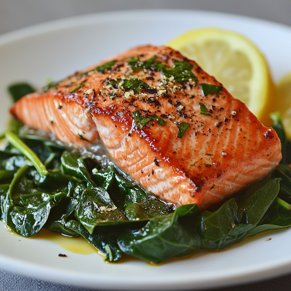 recipes with salmon and leaf spinach